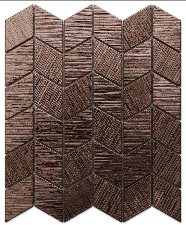 Mosaico de vidrio en red para baño o cocina 26.5 cm x 30.5 cm - Copper lake