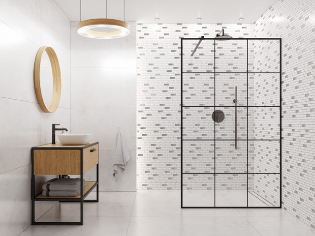 Ceramic mesh mosaic for bathroom or kitchen 29.8 cm x 30 cm - Silver mine matt