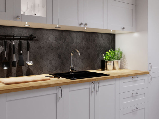 Stoneware mosaic on mesh for bathroom or kitchen 30.5 cm x 26.5 cm - Dark side