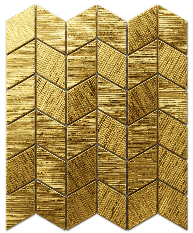 Mosaïque en verre sur filet pour salle de bain ou cuisine 26,5 cm x 30,5 cm - Tulipe dorée