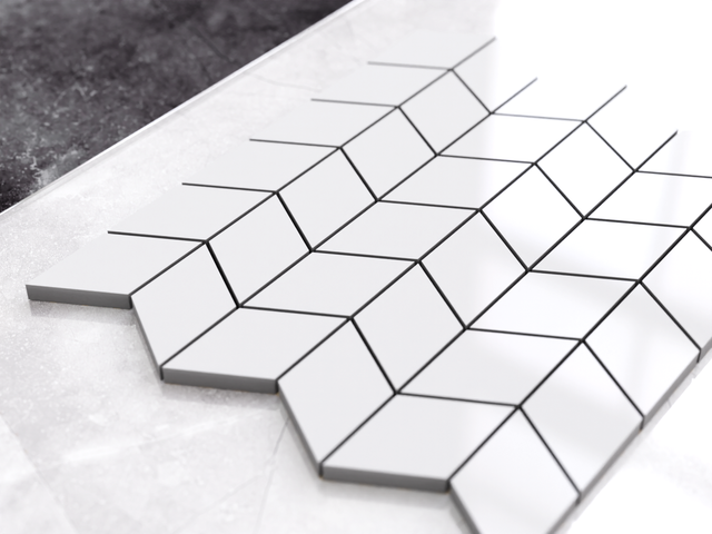 Porcelain mosaic on mesh for bathroom or kitchen 26.5 cm x 30.5 cm - Alaska chevron polished