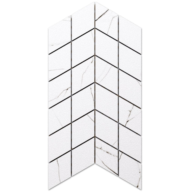 Porcelain stoneware mosaic on mesh for bathroom or kitchen 17.2 cm x 29.8 cm - Marble Sugar arrow