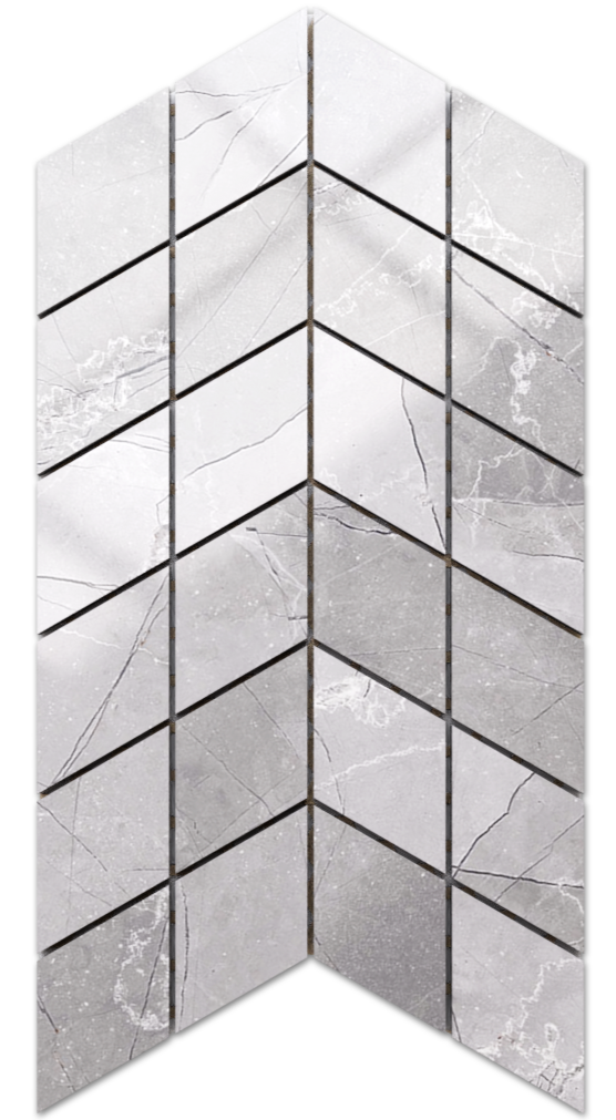 Mosaico in gres su rete per bagno o cucina 17.2 cm x 29.8 cm - Broken chevron