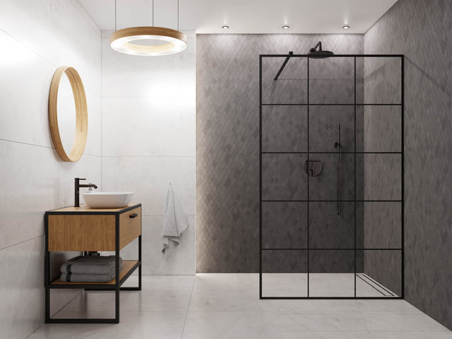 Mosaico in gres su rete per bagno o cucina 29.2 cm x 25 cm – Black romb