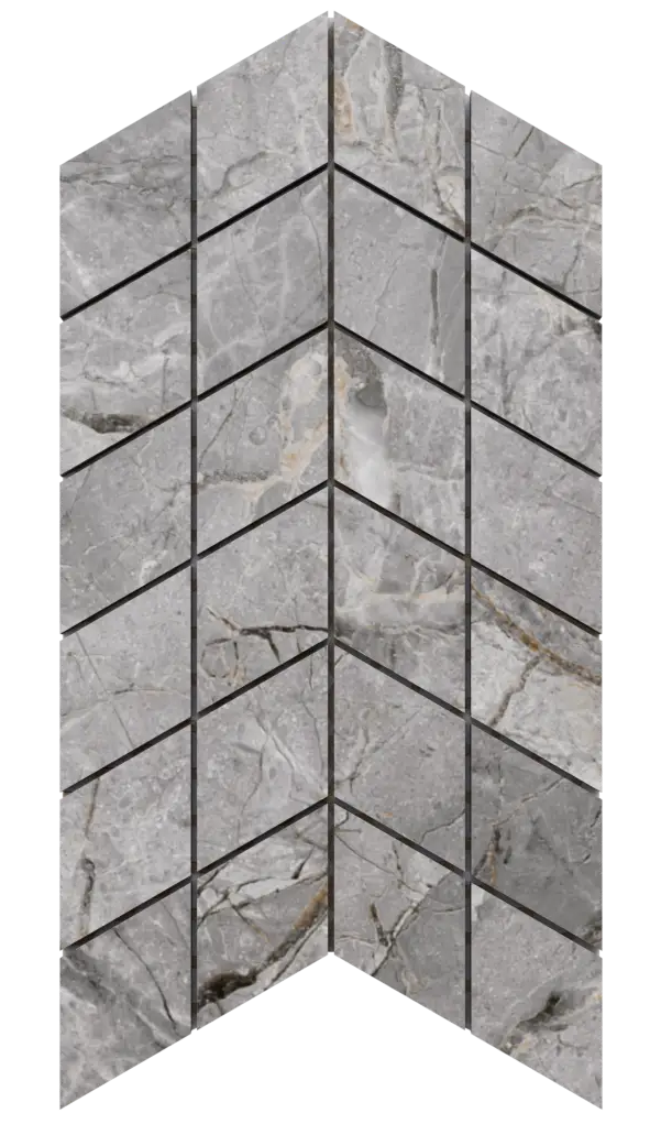 Mosaico in gres su rete per bagno o cucina 17.2 cm x 29.8 cm - Slate Echo mini chevron