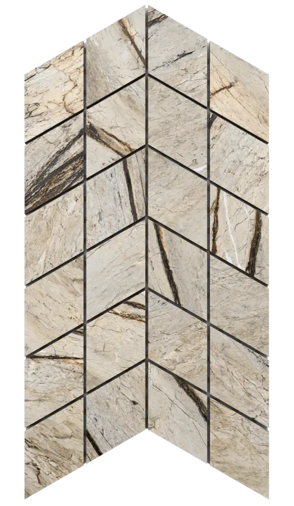 Mosaico in gres su rete per bagno o cucina 17.2 cm x 29.8 cm - Earth Pulse mini chevron