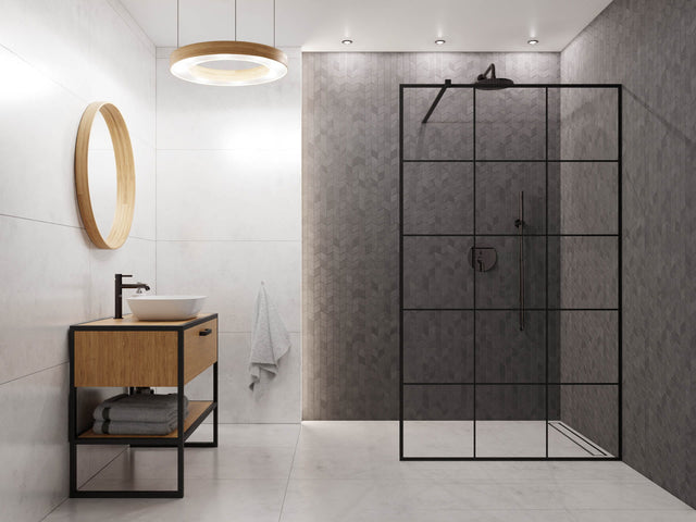 Mosaïque en grès sur filet pour salle de bain ou cuisine 26,5 cm x 30,5 cm - Noir mat romb