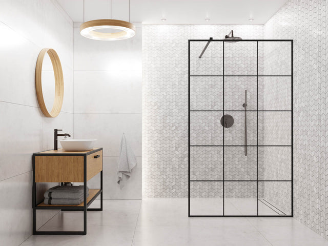 Porcelain mosaic on mesh for bathroom or kitchen 26.5 cm x 30.5 cm - Grey polished chevron