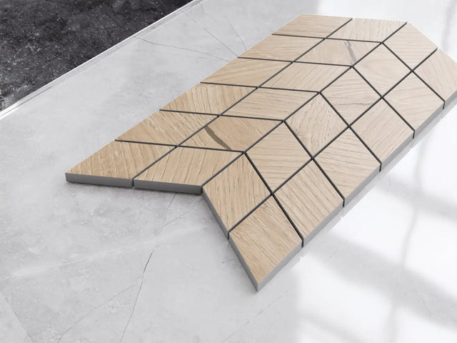 Mosaico in gres su rete per bagno o cucina 17.2 cm x 29.8 cm - Maple duo chevron
