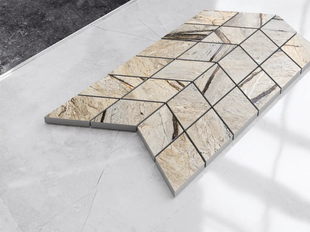 Mosaico in gres su rete per bagno o cucina 17.2 cm x 29.8 cm - Earth Pulse mini chevron