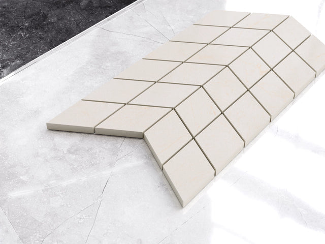 Mosaico in gres su rete per bagno o cucina 17.2 cm x 29.8 cm - Desert glow mini chevron