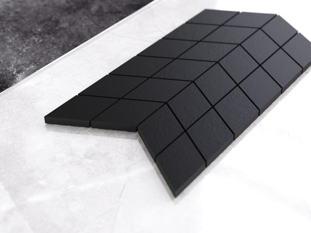 Porcelain mosaic on mesh for bathroom or kitchen 17.2 cm x 29.8 cm - Black arrow