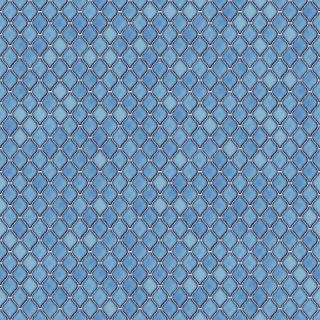 Mosaico de cerámica en malla para baño o cocina 28.2 cm x 25.2 cm - Blue arabesque