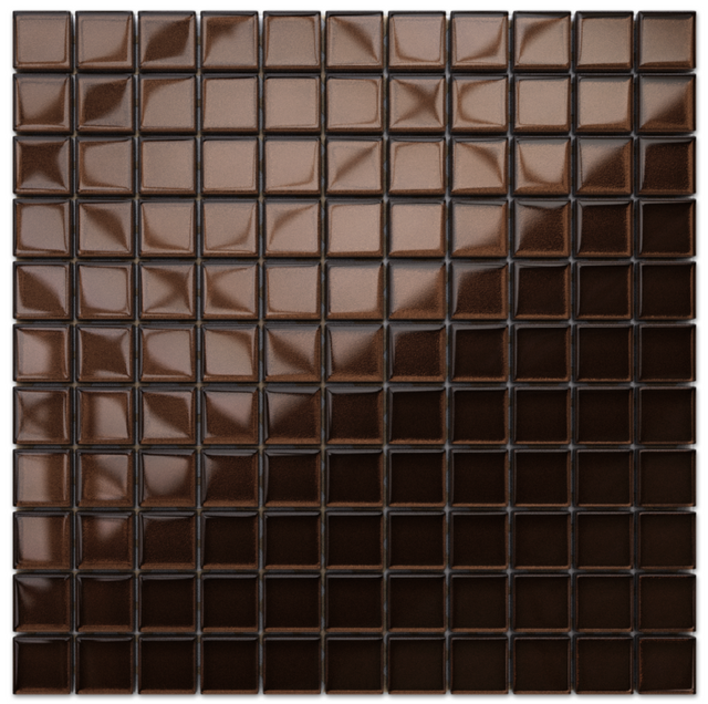 Glass mosaic on mesh for bathroom or kitchen 30 cm x 30 cm - Chocolate pastry