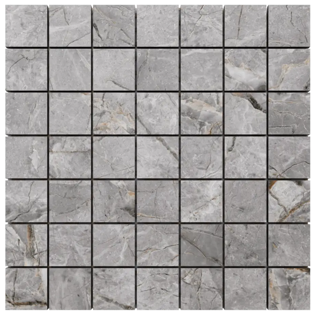 Mosaic in stoneware on mesh for bathroom or kitchen 30 cm x 30 cm - Big grey cube