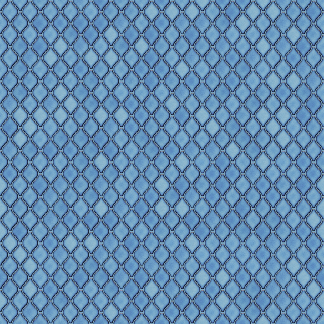 Mosaico de cerámica en malla para baño o cocina 28.2 cm x 25.2 cm - Blue arabesque