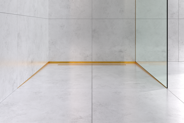 LC floor-mounted front shower profile in satin gold