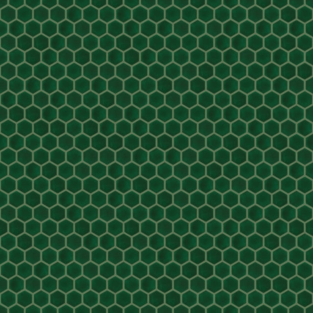 Mosaïque en céramique hexagonale sur filet pour salle de bain ou cuisine 32,3 cm x 27,7 cm - Vert profond