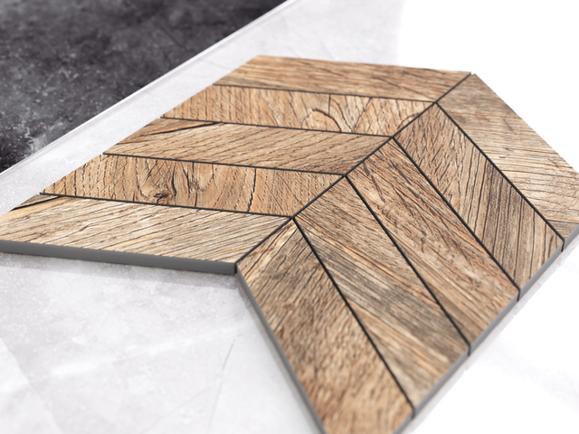 Mosaik aus Steinzeug auf Netz für Bad oder Küche 24,6 cm x 25,2 cm - Alte Fichte