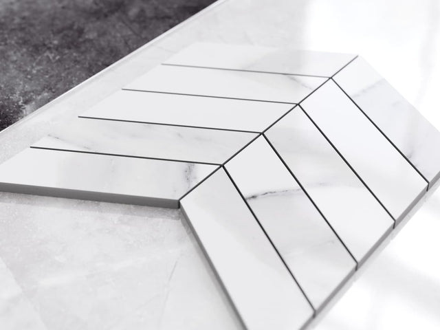 Mosaico in gres su rete per bagno o cucina 24.6 cm x 25.2 cm - Marble spruce