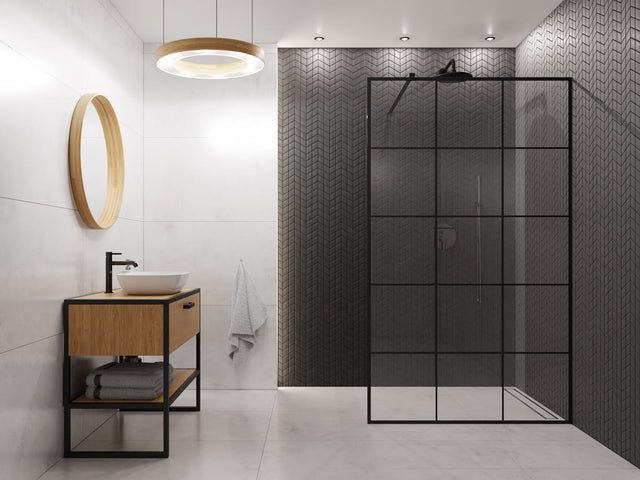 Glass mosaic on mesh for bathroom or kitchen 17.2 cm x 29.8 cm - Mini soft black chevron