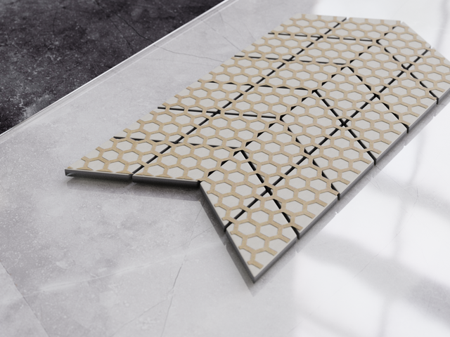 Mosaico in vetro su rete per bagno o cucina 17.2 cm x 29.8 cm - Mini silver chevron