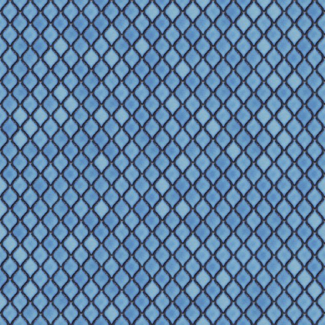 Mosaico de cerámica en malla para baño o cocina 28.2 cm x 25.2 cm - Blue arabesque