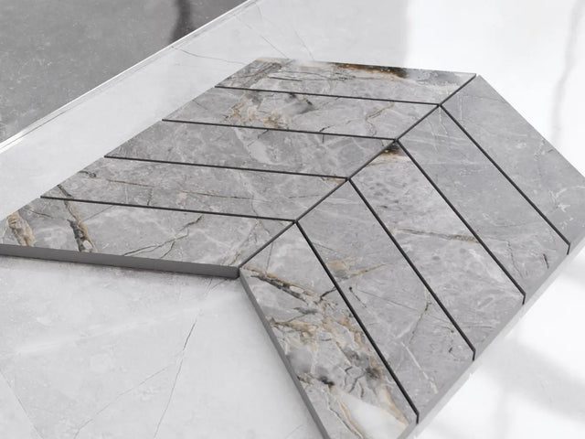 Mosaico de gres en red para baño o cocina 24.6 cm x 25.2 cm - Pino mármol