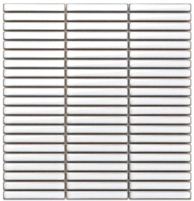 Mosaico en red de cerámica para baño o cocina  29.0 cm x 28.2 cm -  Mini white piano