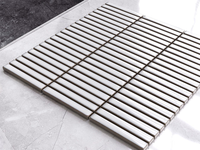 Mosaik aus Keramiknetz für Bad oder Küche 29,0 cm x 28,2 cm - Mini White Plain