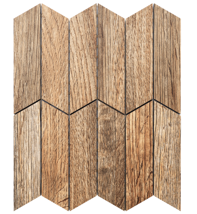 Mosaic in gres on mesh for bathroom or kitchen 25.5 cm x 28.5 cm - Cedar wood