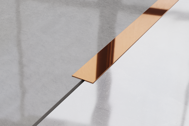 Dekorativer Streifen aus Edelstahl für Wände, glänzendes Kupfer