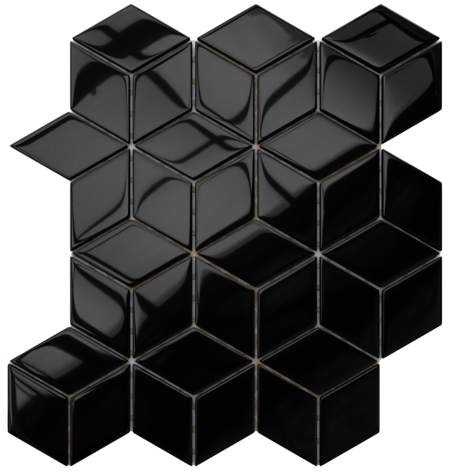 Glass mosaic on mesh for bathroom or kitchen 30.5 x 26.5 cm - Black diamond