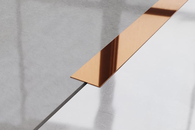 Dekorativer Streifen aus Edelstahl für Wände, glänzendes Kupfer