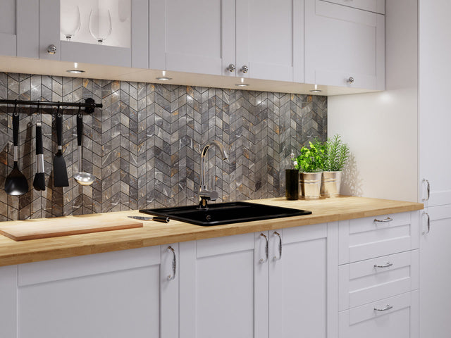 Mosaico in gres su rete per bagno o cucina 17.2 cm x 29.8 cm - Mini diamond romb