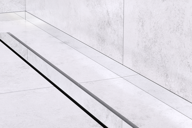 LC shower profile floor-mounted front silver gloss