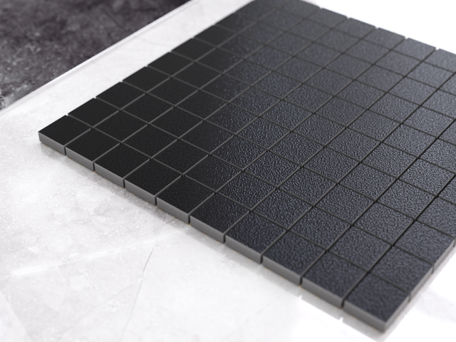 Mosaik aus Steinzeug auf Netz für Bad oder Küche 30 cm x 30 cm - Schwarze Kreide