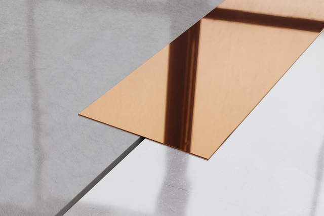 Dekorativer Streifen aus Edelstahl für Wände, glänzendes Kupfer