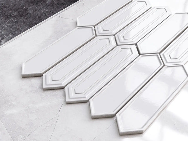 Keramikmosaik auf Netz für Bad oder Küche 35 cm x 25,5 cm - Casablanca