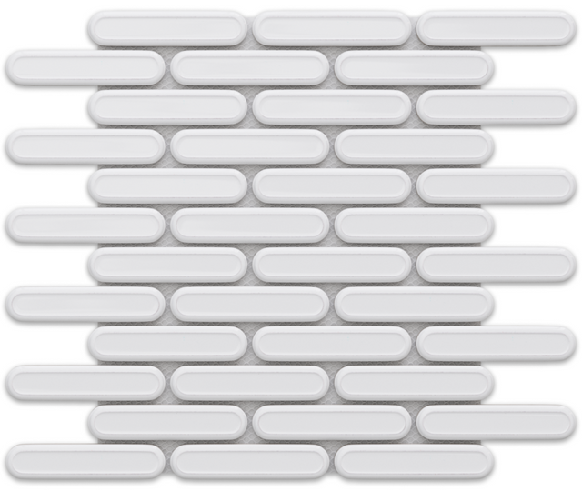 Mosaïque en céramique sur filet pour salle de bain ou cuisine 30 cm x 30,5 cm - Blanc savoiardi