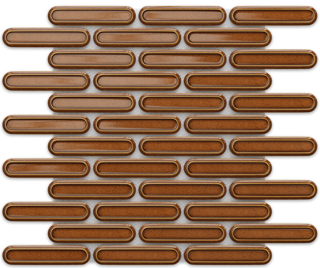 Mosaico in ceramica su rete per bagno o cucina 30 cm x 30.5 cm - Caramel savoiardi