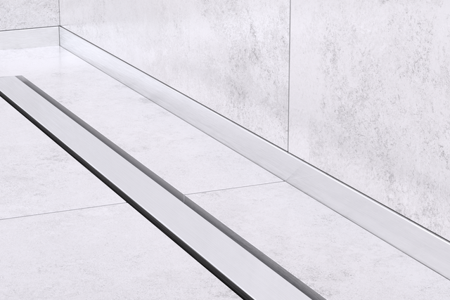 Profilo doccia LC a pavimento frontale in acciaio - argento satinato