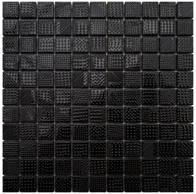 Glass mosaic on mesh for bathroom or kitchen 30 cm x 30 cm - Black lace