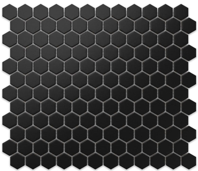 Mosaico in ceramica su rete per bagno e cucina in ceramica 30 cm x 26 cm - Matt black hive