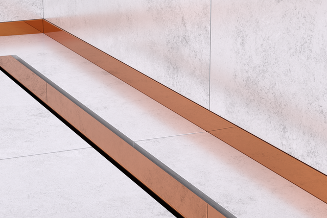 LC shower profile, floor-mounted, front, polished copper