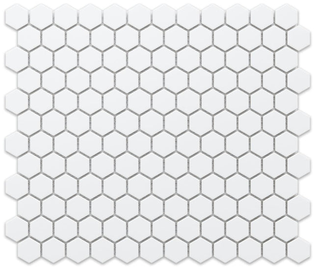 Mosaico in ceramica su rete per bagno e cucina in ceramica 30 cm x 26 cm - Matt white hive