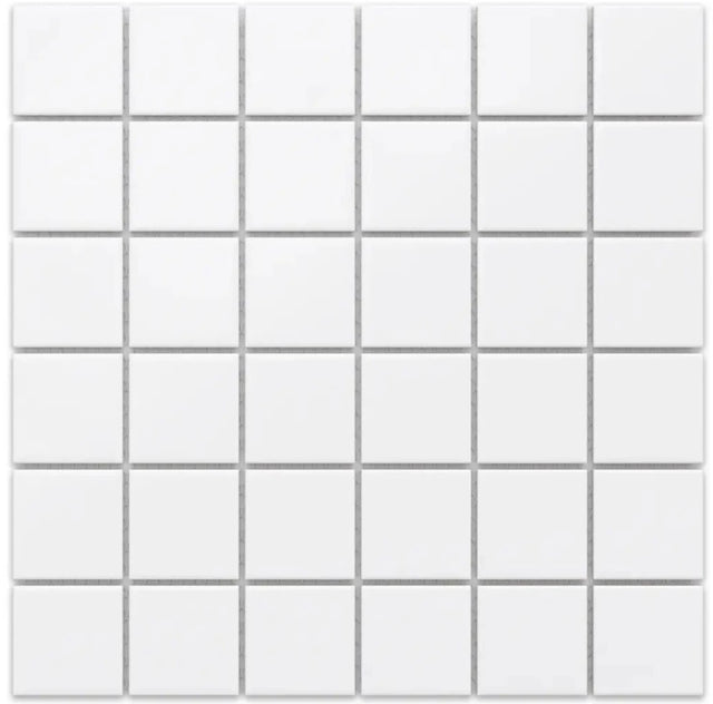 Mosaico de cerámica en red para baño o cocina 30.2 cm x 30.2 cm - White chaturanga