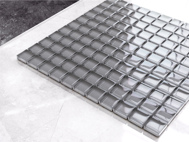 Glass mosaic on mesh for bathroom or kitchen 30 cm x 30 cm - Dorian Grey