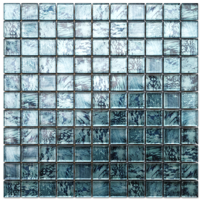 Mosaico in vetro su rete per bagno o cucina 30 cm x 30 cm - Green eyes