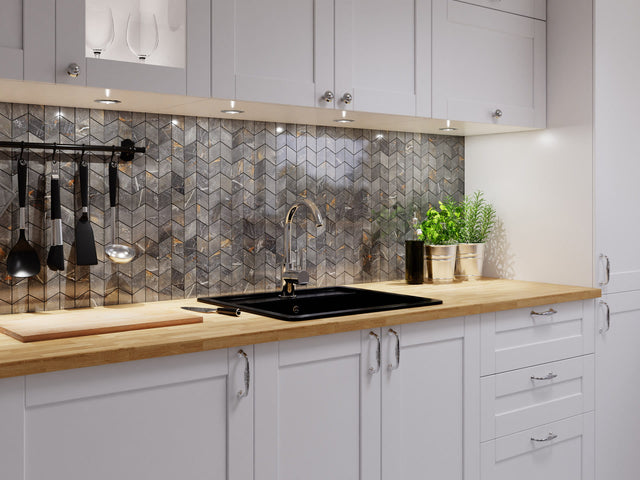 Mosaïque en grès sur filet pour salle de bain ou cuisine 26,5 cm x 30,5 cm - Diamond romb poller